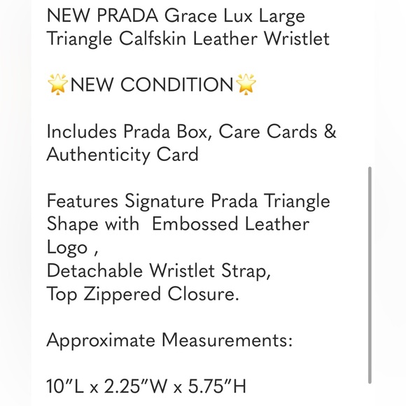 Prada Grace Lux Large Triangle Calfskin Leather wristlet bag Pristine - Picture 5 of 5